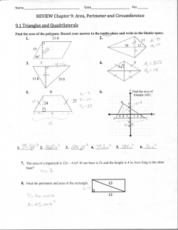 REVIEW Chapter 9: Area, Perimeter and Circumference 9.1
