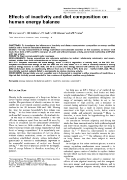 Effects of inactivity and diet composition on human energy balance