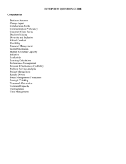 INTERVIEW QUESTION GUIDE Competencies Business Acumen