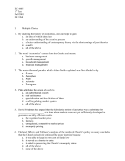 EC 4405 1 Test Fall 2001 Dr. Olsh I. Multiple Choice 1. By studying