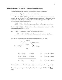 Relations between ∆E and ∆H – Thermodynamic Processes