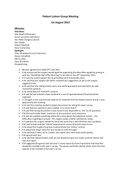 Meeting 1st August 2012