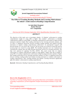 The Effect of Teaching Reading Methods and Learning Motivationon