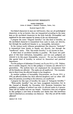 HOLOGYNIC HEREDITY Sex-linked characters in man