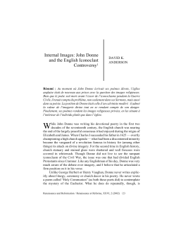 Internal Images: John Donne and the English Iconoclast Controversy1