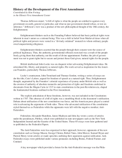 History of the Development of the First Amendment