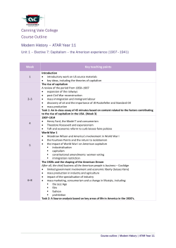 Canning Vale College Course Outline Modern History &ndash; ATAR Year 11