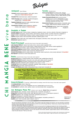 Menu - Joe Bologna TRATTORIA