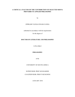 A CRITICAL ANALYSIS OF THE CONTRIBUTION OF SELECTED