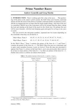 Prime Number Races - UBC Math - The University of British Columbia