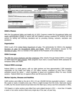 OSHA`s Mission With the Occupational Safety and Health Act of