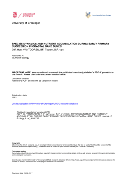 University of Groningen SPECIES DYNAMICS AND