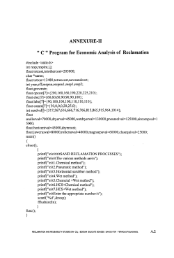 ANNEXURE-II " C &rdquo; Program for Economic Analysis of Reclamation