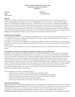 College Writing II: Writing and Literary Study Entering the Literary