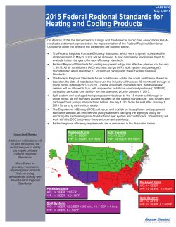 2015 Federal Regional Standards for Heating and Cooling Products