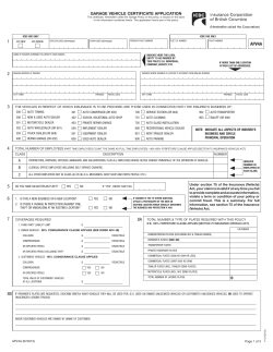 Garage Vehicle Certificate Application