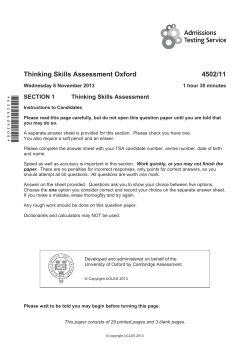 TSA Oxford 2013 Section 1 - Admissions Testing Service