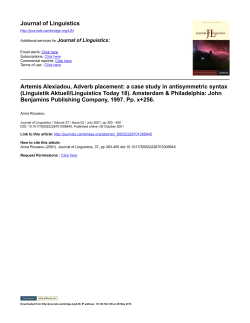 Artemis Alexiadou, Adverb placement: a case study in antisymmetric