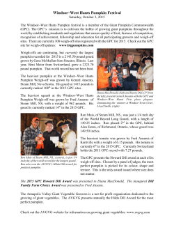 2015 Windsor~West Hants Pumpkin Weigh off Results