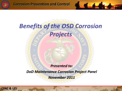 Benefits of the OSD Corrosion Projects