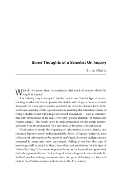 Some Thoughts of a Scientist on Inquiry. Inquiring