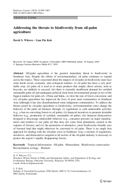 Addressing the threats to biodiversity from oil