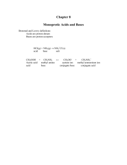 Chapter 8 Monoprotic Acids and Bases