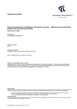 Sound classification of dwellings in the Nordic countries - VBN