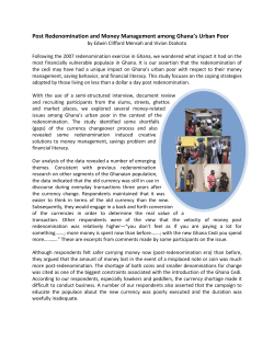 Post Redenomination and Money Management among Ghana`s