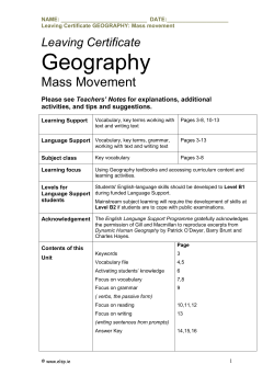 Geography - English Language Support Programme