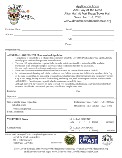 Application Form 2013 Day of the Dead Altar Hall @ Fort Bragg