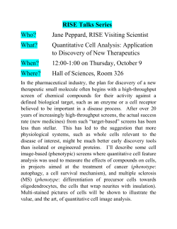 RISE Talks Series Who? Jane Peppard, RISE Visiting Scientist What