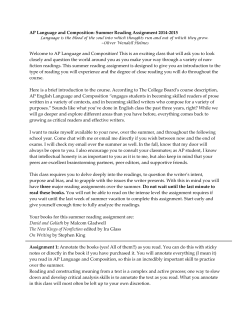 AP Language and Composition: Summer Reading Assignment 2014