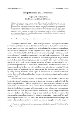 Enlightenment and Constraints