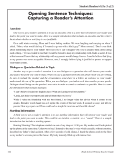 Opening Sentence Techniques: Capturing a Reader`s Attention