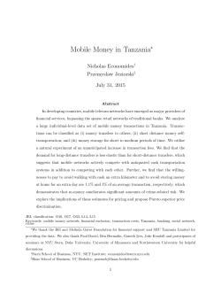 Mobile Money in Tanzania - American Economic Association