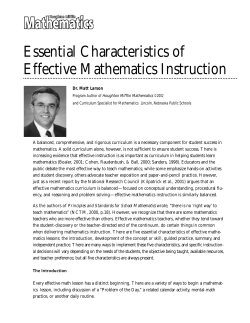 Essential Characteristics of Effective Mathematics