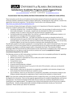 Satisfactory Academic Progress (SAP) Appeal Form