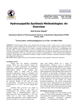 Hydroxyapatite Synthesis Methodologies: An Overview