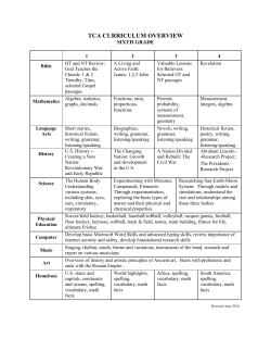 TCA CURRICULUM OVERVIEW