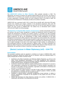 (Senior) Lecturer in Water Diplomacy (m/f) &ndash; 0.84