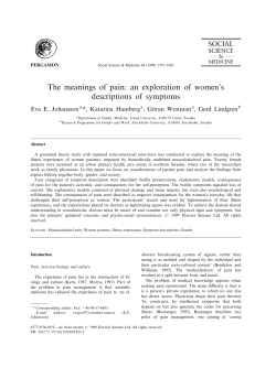 The meanings of pain: an exploration of women`s descriptions of