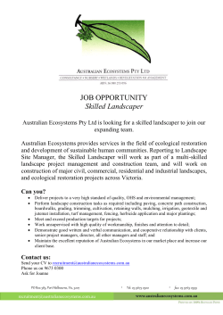 JOB OPPORTUNITY Skilled Landscaper