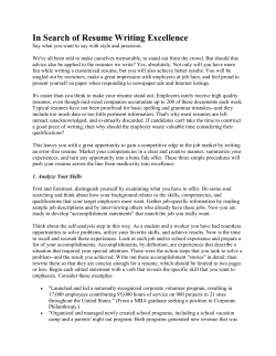 In Search of Resume Writing Excellence