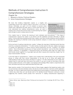 Methods of Comprehension Instruction II: Comprehension Strategies