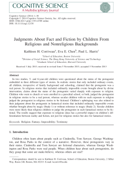 Judgments About Fact and Fiction by Children From Religious and
