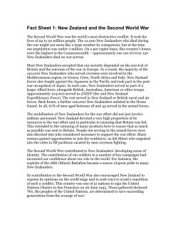 Fact Sheet 1: New Zealand and the Second World War