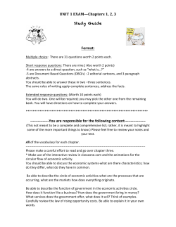 UNIT 1 EXAM&mdash;Chapters 1, 2, 3 Format