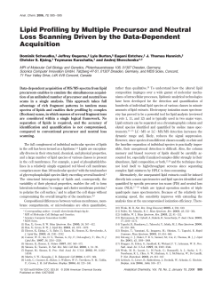 Lipid Profiling by Multiple Precursor and Neutral Loss Scanning