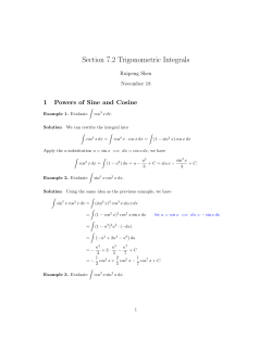 Section 7.2 Trigonometric Integrals